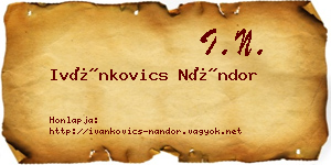 Ivánkovics Nándor névjegykártya